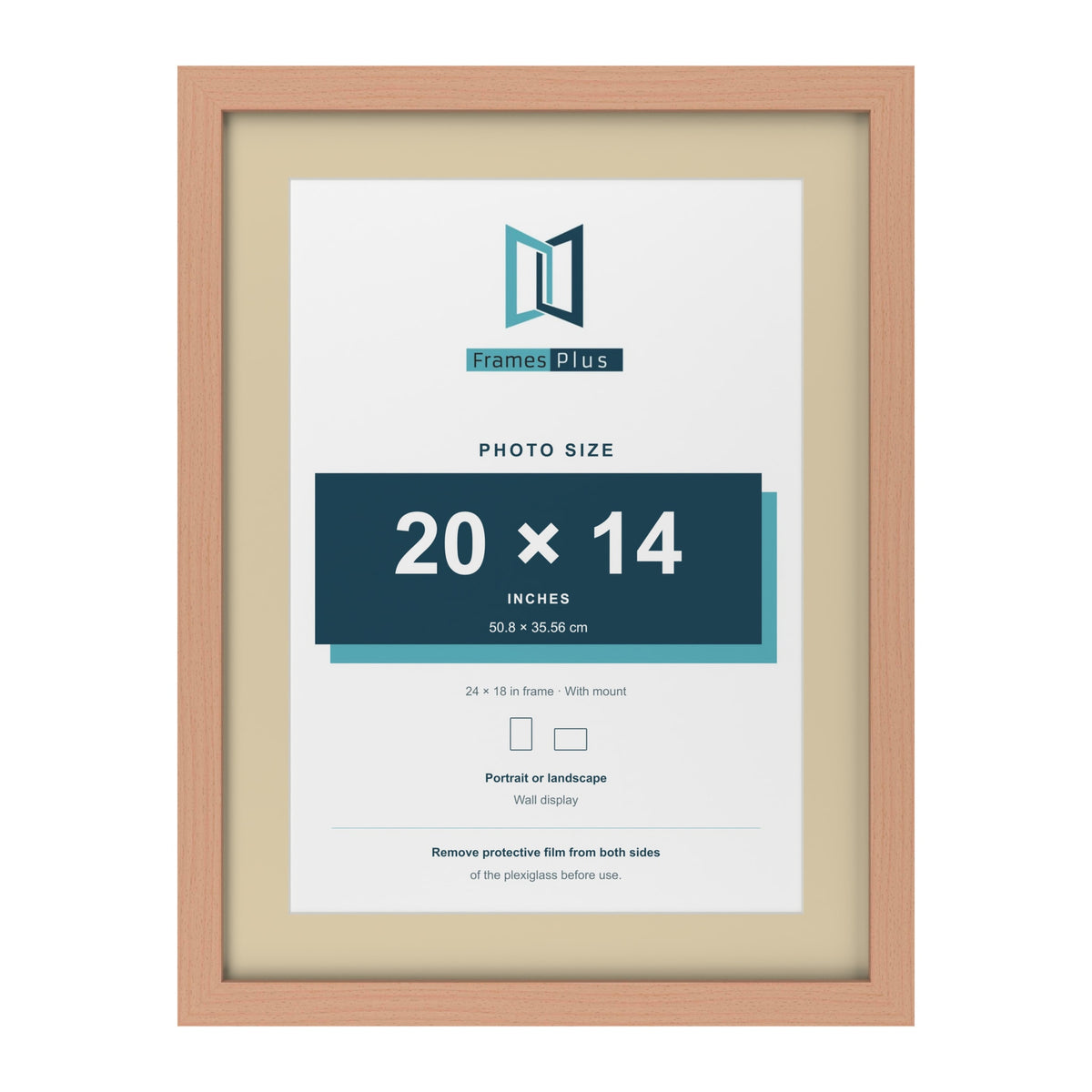 Beech 24 x 18 inch picture frame with an ivory mount for a 20 x 14 inch photo