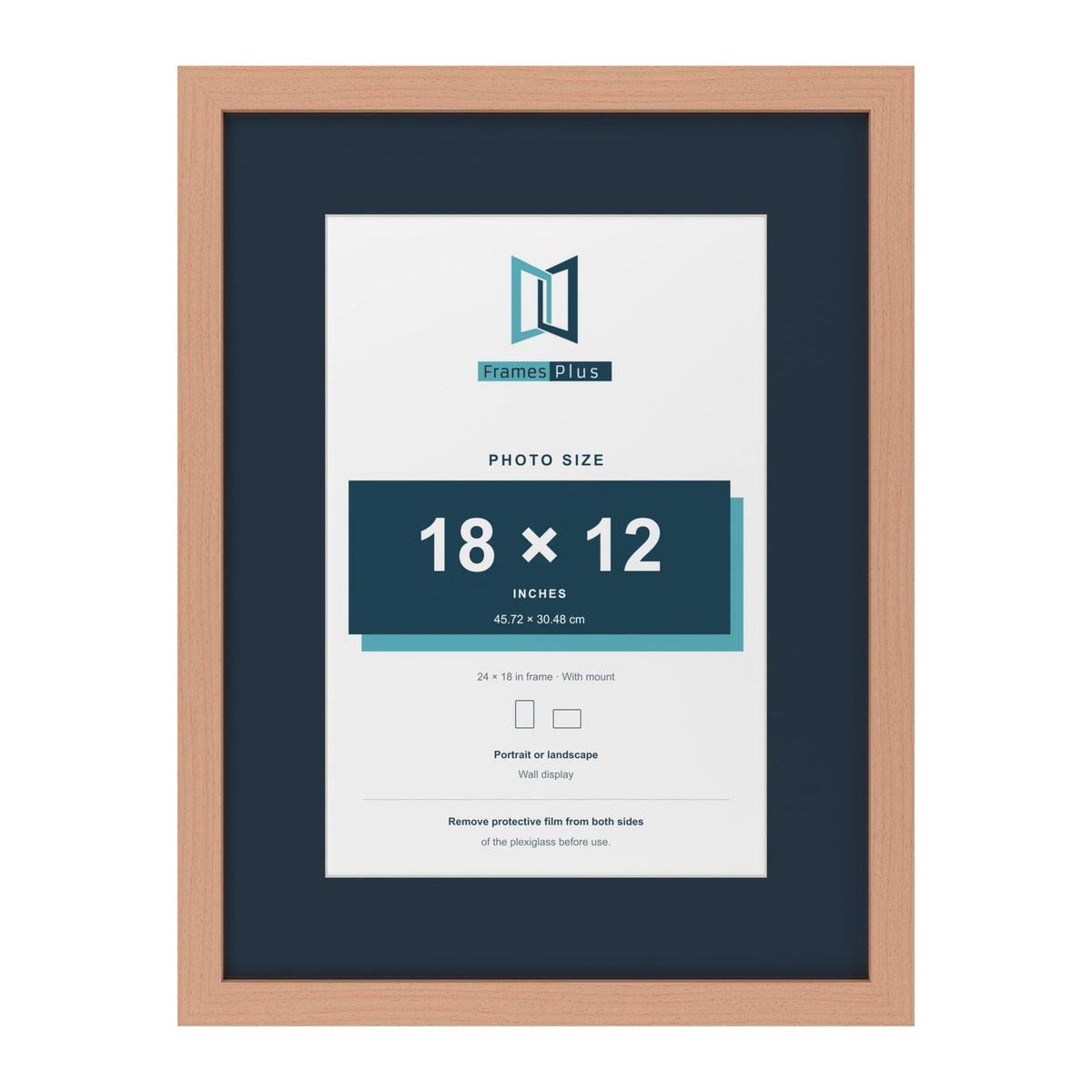 Beech 24 x 18 inch picture frame with a Pacific Blue mount for an 18 x 12 inch photo