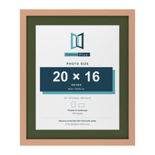 Beech 24 x 20 inch picture frame with a green mount for a 20 x 16 inch photo