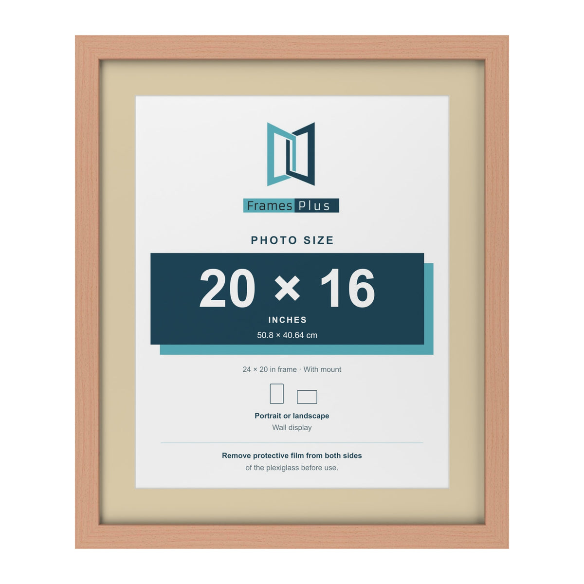 Beech 24 x 20 inch picture frame with an ivory mount for a 20 x 16 inch photo
