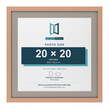 Beech 24 x 24 inch picture frame with a Dawn Grey mount for a 20 x 20 inch photo