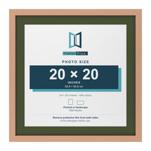 Beech 24 x 24 inch picture frame with a green mount for a 20 x 20 inch photo