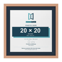 Beech 24 x 24 inch picture frame with a Pacific Blue mount for a 20 x 20 inch photo