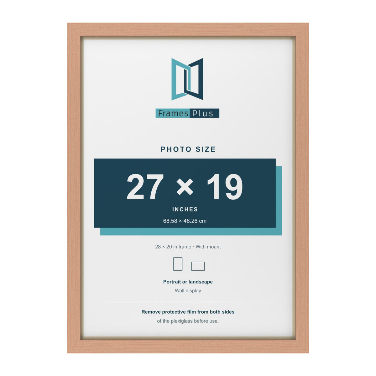 Beech 28 x 20 inch picture frame with an ivory mount for a 27 x 19 inch photo