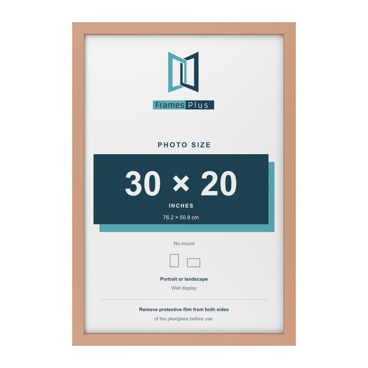 Beech picture frame for a 30 x 20 inch photo