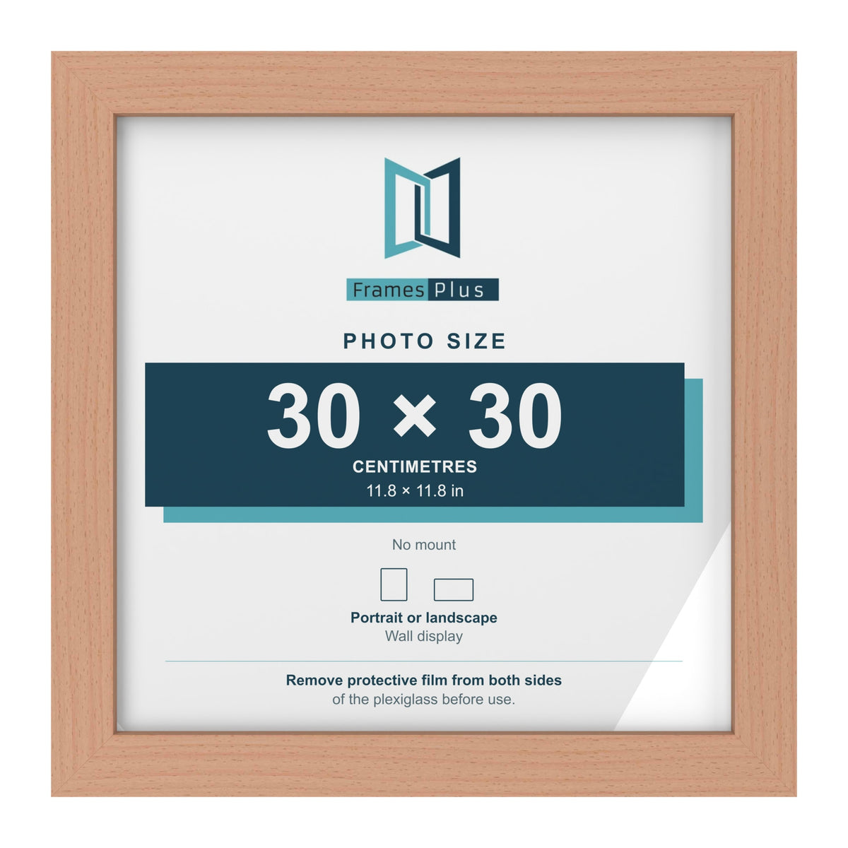 Beech picture frame for a 30 x 30 cm photo