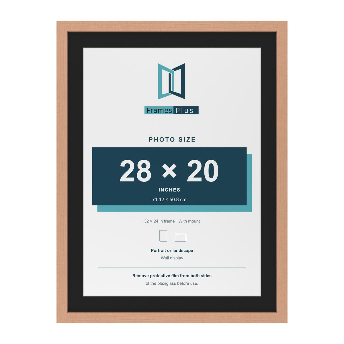Beech 32 x 24 inch picture frame with a black mount for a 28 x 20 inch photo