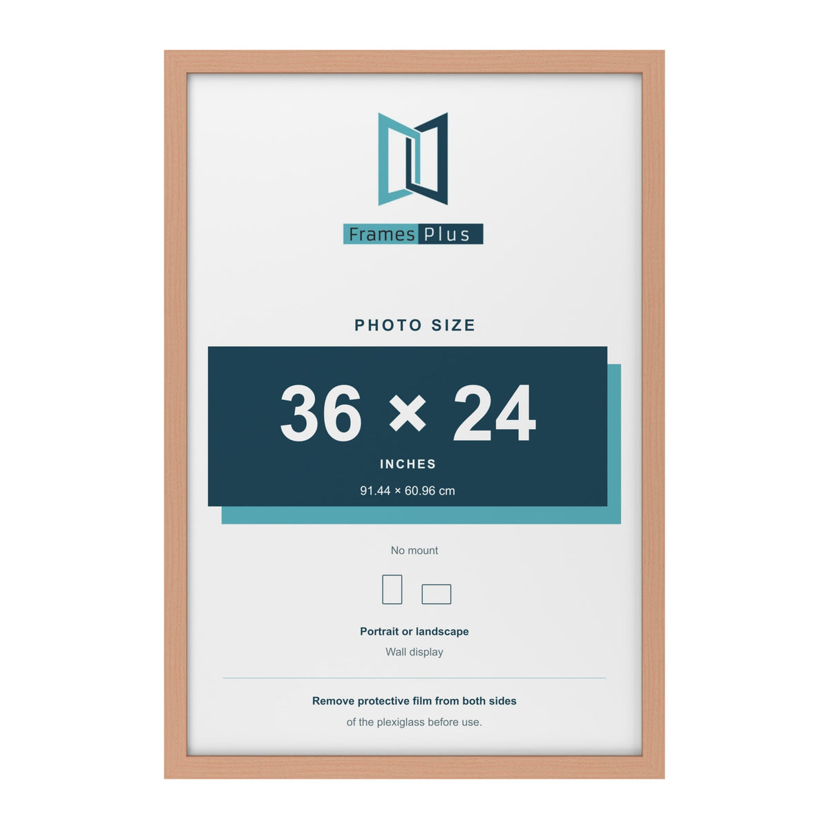 Beech picture frame for a 36 x 24 inch photo