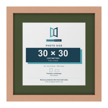 Beech 40 x 40 cm picture frame with a green mount for a 30 x 30 cm photo