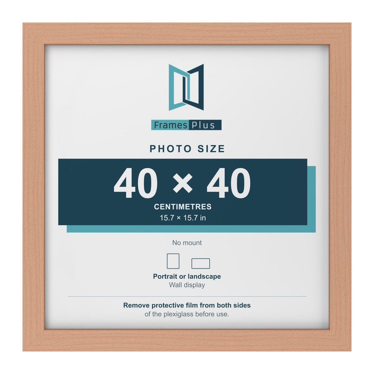 Beech picture frame for a 40 x 40 cm photo