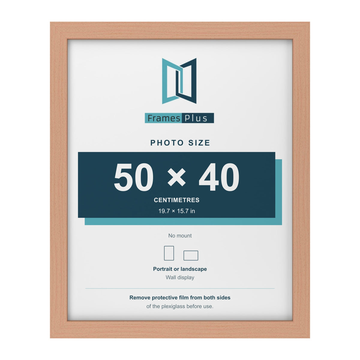 Beech picture frame for a 50 x 40 cm photo
