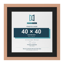 Beech 50 x 50 cm picture frame with a black mount for a 40 x 40 cm photo