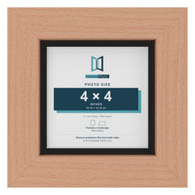Beech 5 x 5 inch picture frame with a black mount for a 4 x 4 inch photo