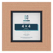 Beech 5 x 5 inch picture frame with a Pacific Blue mount for a 4 x 4 inch photo