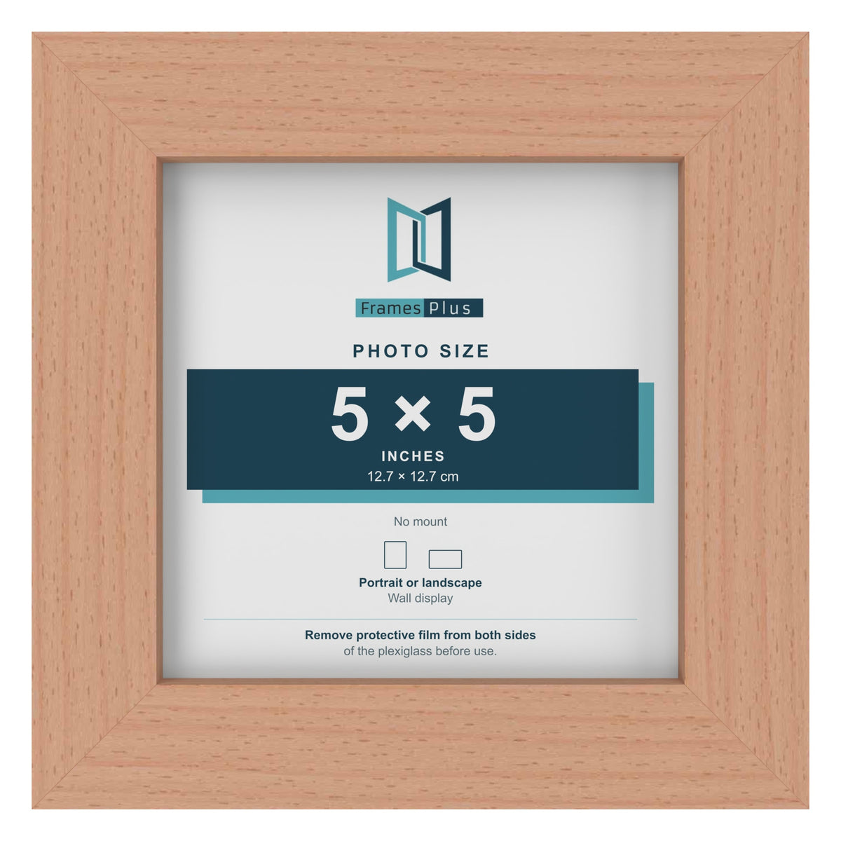 Beech picture frame for a 5 x 5 inch photo