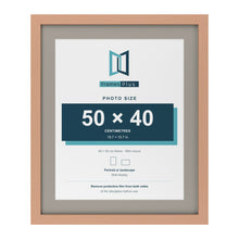 Beech 60 x 50 cm picture frame with a Dawn Grey mount for a 50 x 40 cm photo