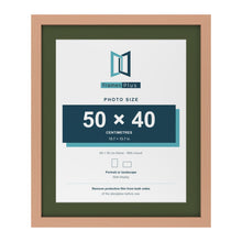 Beech 60 x 50 cm picture frame with a green mount for a 50 x 40 cm photo