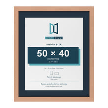 Beech 60 x 50 cm picture frame with a Pacific Blue mount for a 50 x 40 cm photo