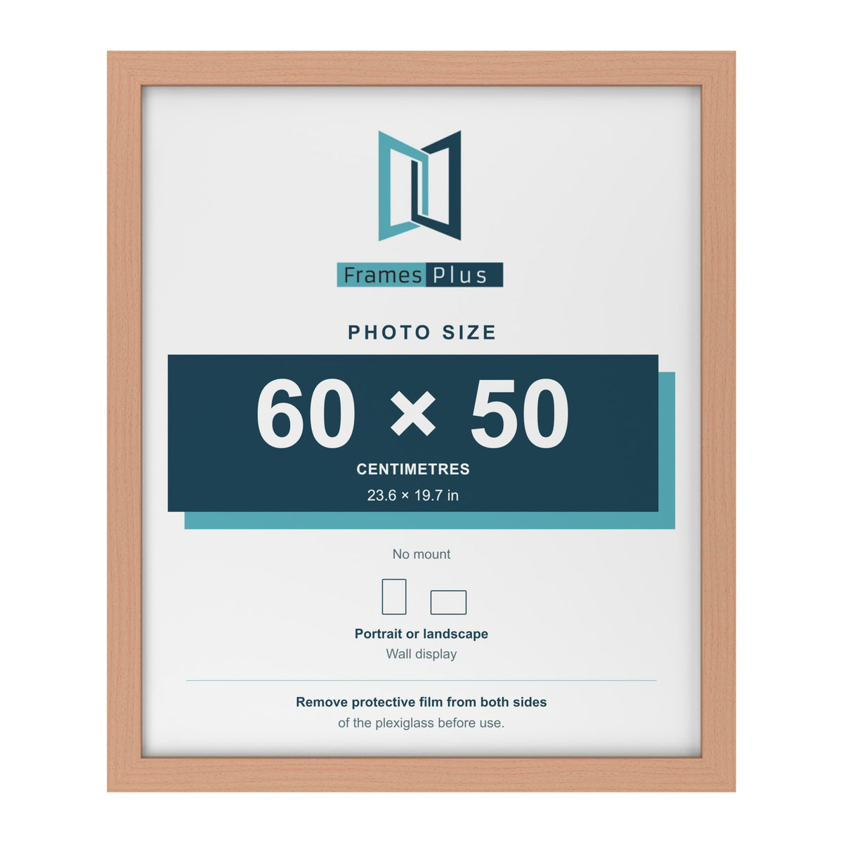 Beech picture frame for a 60 x 50 cm photo