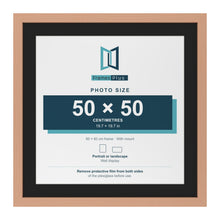Beech 60 x 60 cm picture frame with a black mount for a 50 x 50 cm photo