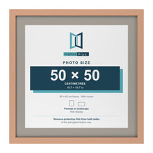 Beech 60 x 60 cm picture frame with a Dawn Grey mount for a 50 x 50 cm photo