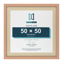 Beech 60 x 60 cm picture frame with an ivory mount for a 50 x 50 cm photo