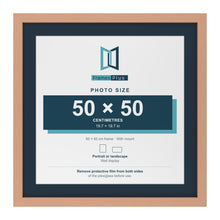 Beech 60 x 60 cm picture frame with a Pacific Blue mount for a 50 x 50 cm photo