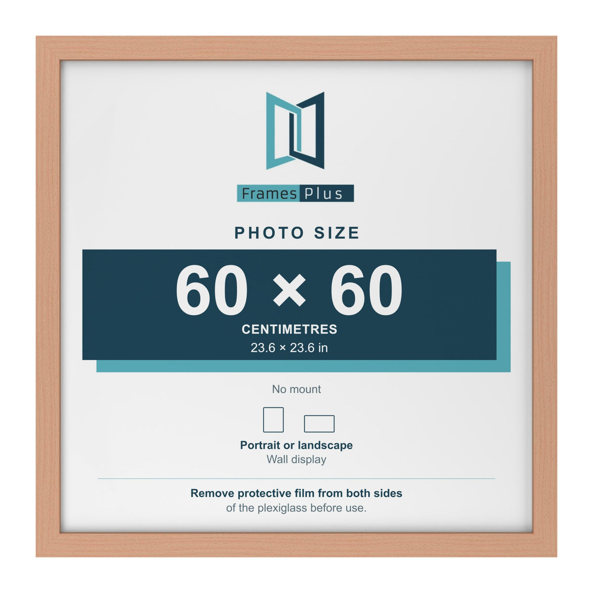 Beech picture frame for a 60 x 60 cm photo