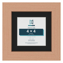 Beech 6 x 6 inch picture frame with a black mount for a 4 x 4 inch photo