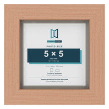 Beech 6 x 6 inch picture frame with a Dawn Grey mount for a 5 x 5 inch photo