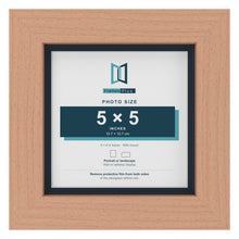 Beech 6 x 6 inch picture frame with a Pacific Blue mount for a 5 x 5 inch photo
