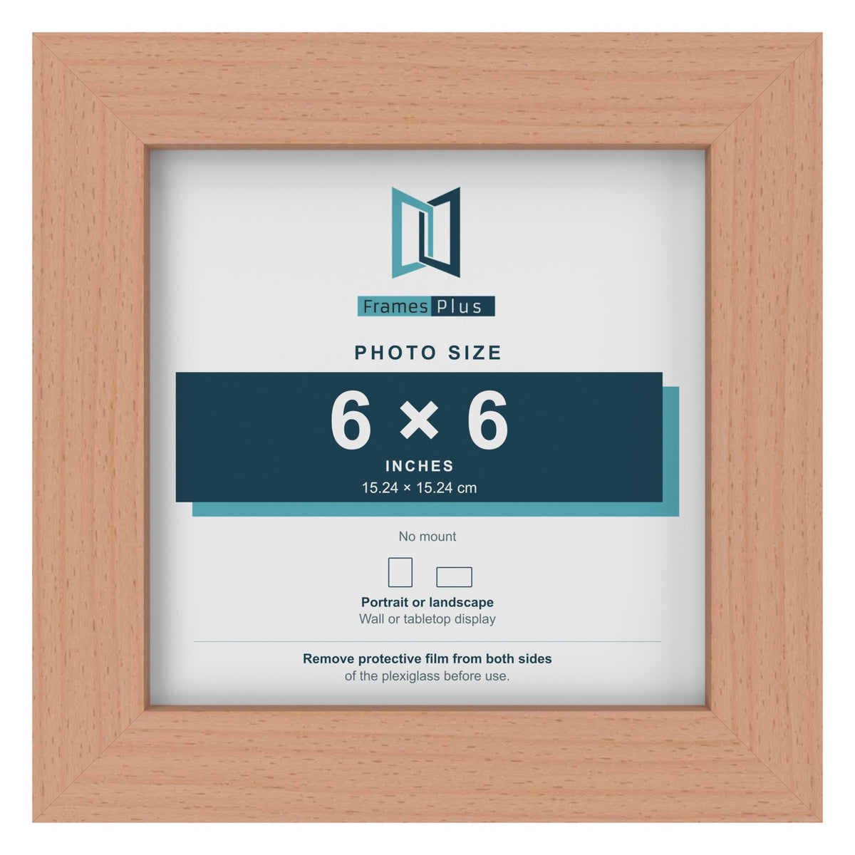Beech picture frame for a 6 x 6 inch photo