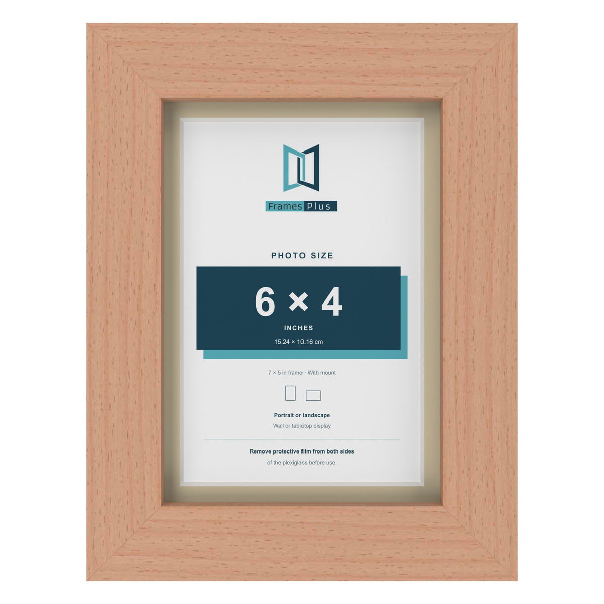 Beech 7 x 5 inch picture frame with an ivory mount for a 6 x 4 inch photo