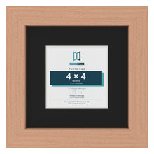 Beech 7 x 7 inch picture frame with a black mount for a 4 x 4 inch photo