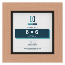 Beech 7 x 7 inch picture frame with a black mount for a 6 x 6 inch photo