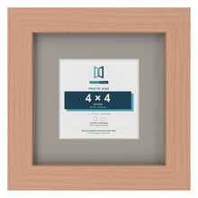 Beech 7 x 7 inch picture frame with a Dawn Grey mount for a 4 x 4 inch photo