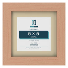 Beech 7 x 7 inch picture frame with an ivory mount for a 5 x 5 inch photo