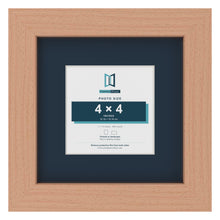 Beech 7 x 7 inch picture frame with a Pacific Blue mount for a 4 x 4 inch photo