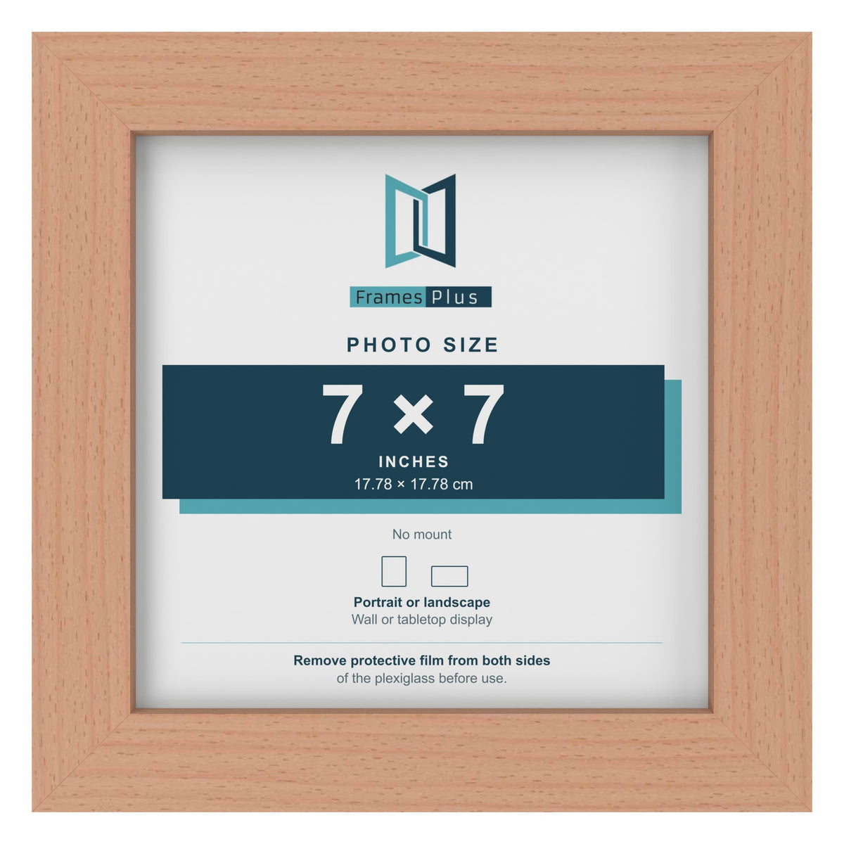 Beech picture frame for a 7 x 7 inch photo