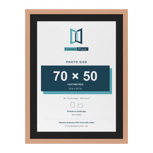 Beech 80 x 60 cm picture frame with a black mount for a 70 x 50 cm photo