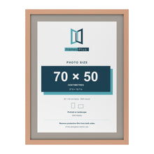 Beech 80 x 60 cm picture frame with a Dawn Grey mount for a 70 x 50 cm photo