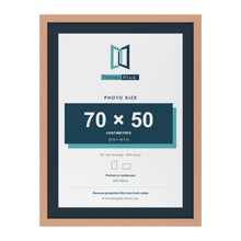 Beech 80 x 60 cm picture frame with a Pacific Blue mount for a 70 x 50 cm photo