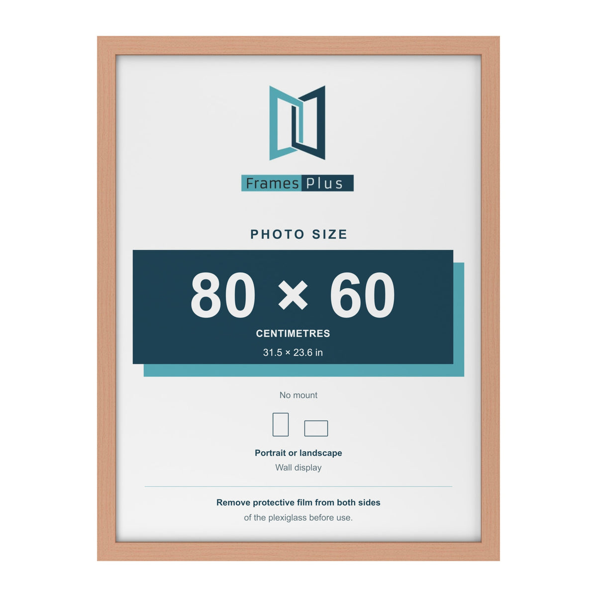 Beech picture frame for a 80 x 60 cm photo
