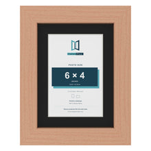 Beech 8 x 6 inch picture frame with a black mount for a 6 x 4 inch photo