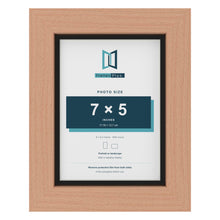 Beech 8 x 6 inch picture frame with a black mount for a 7 x 5 inch photo