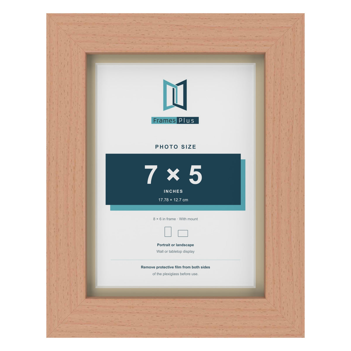 Beech 8 x 6 inch picture frame with an ivory mount for a 7 x 5 inch photo