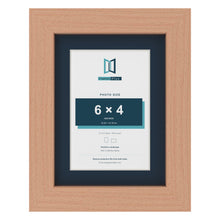 Beech 8 x 6 inch picture frame with a Pacific Blue mount for a 6 x 4 inch photo