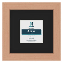Beech 8 x 8 inch picture frame with a black mount for a 4 x 4 inch photo
