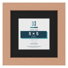 Beech 8 x 8 inch picture frame with a black mount for a 5 x 5 inch photo