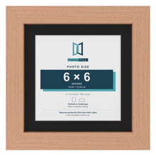 Beech 8 x 8 inch picture frame with a black mount for a 6 x 6 inch photo